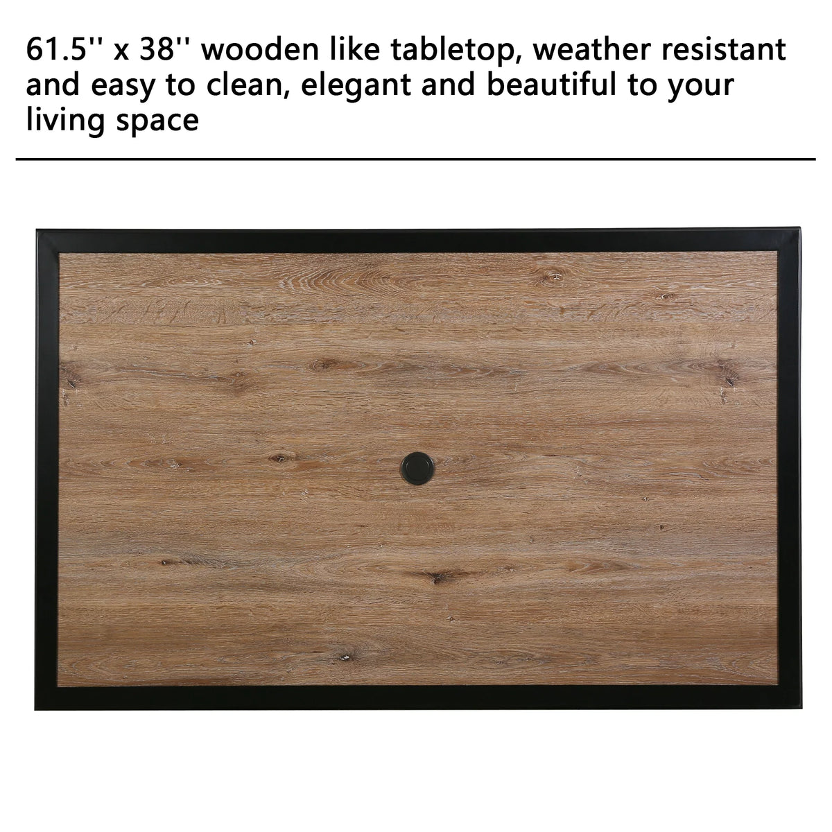 61.5" Rectangular Outdoor Dining Table with Umbrella Hole H450