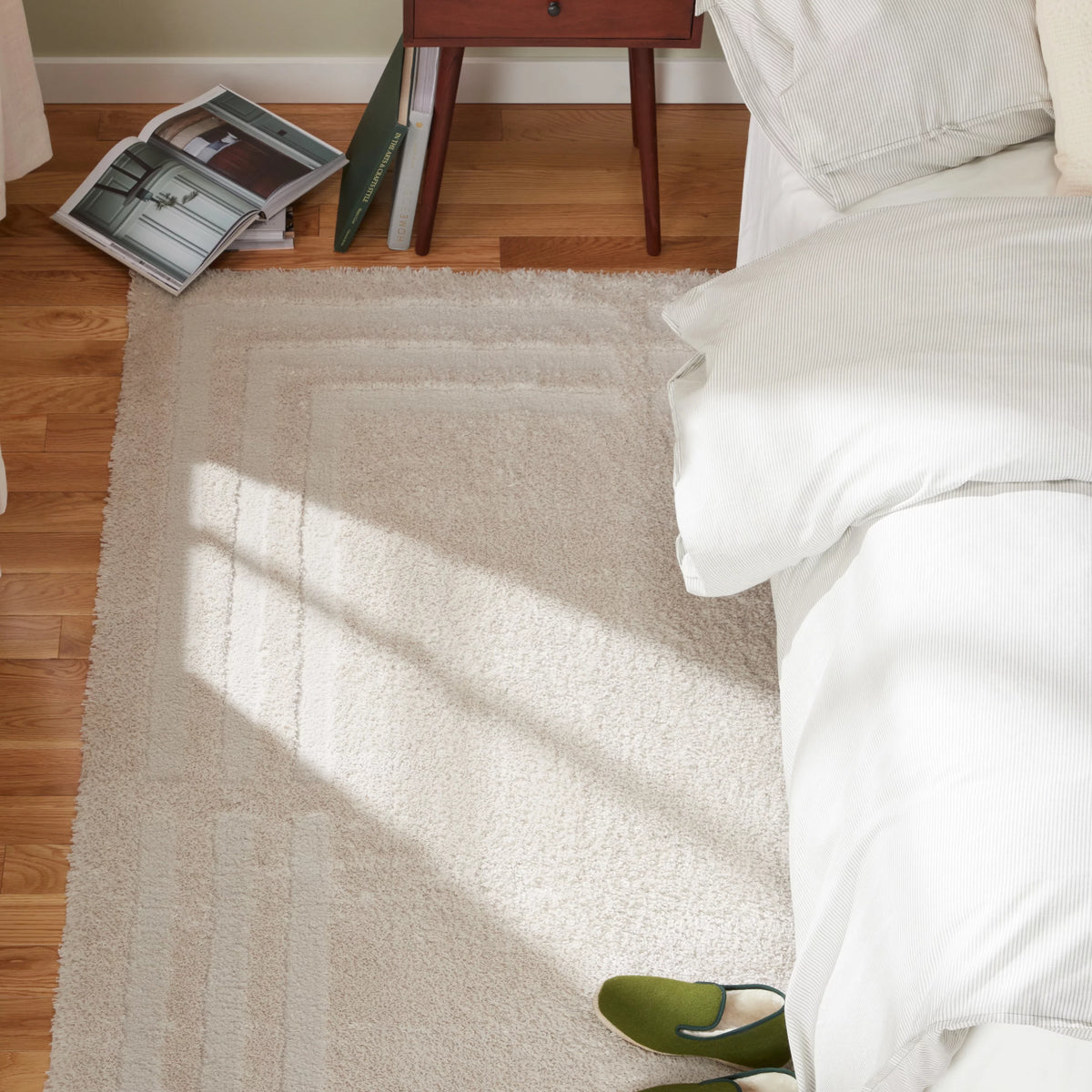 Beige Shag Area Rug 7'10"x10'2" G88294