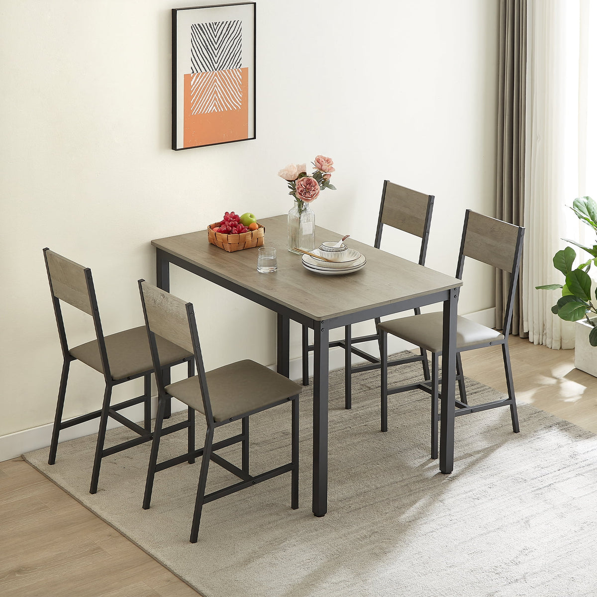 5-Piece Dining Room Table Set with 4 Chairs A902848