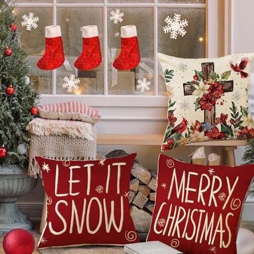 Red 20 x 20 Inch Throw Pillow Covers Set of 4 Z395