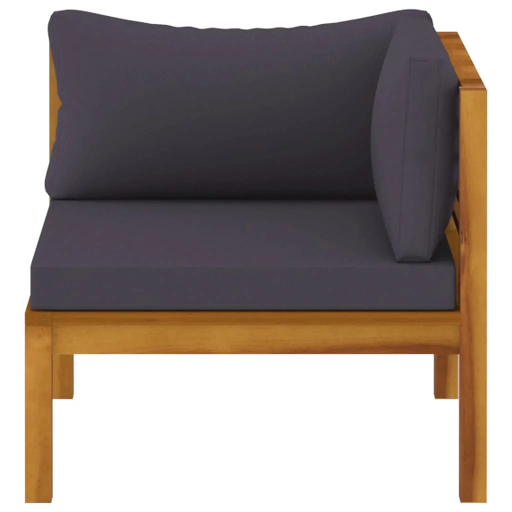 Dark Gray Cushions Solid Acacia Wood Corner Sofas H5910