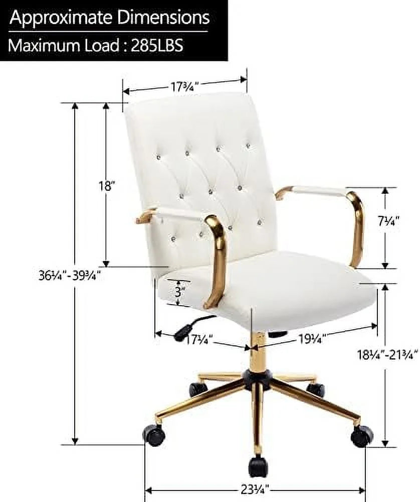 White PU Leather Office Chair with Wheels M66853