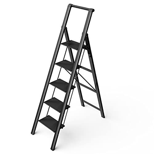 5 Step Aluminum Folding Ladder 300 lbs Capacity E9533