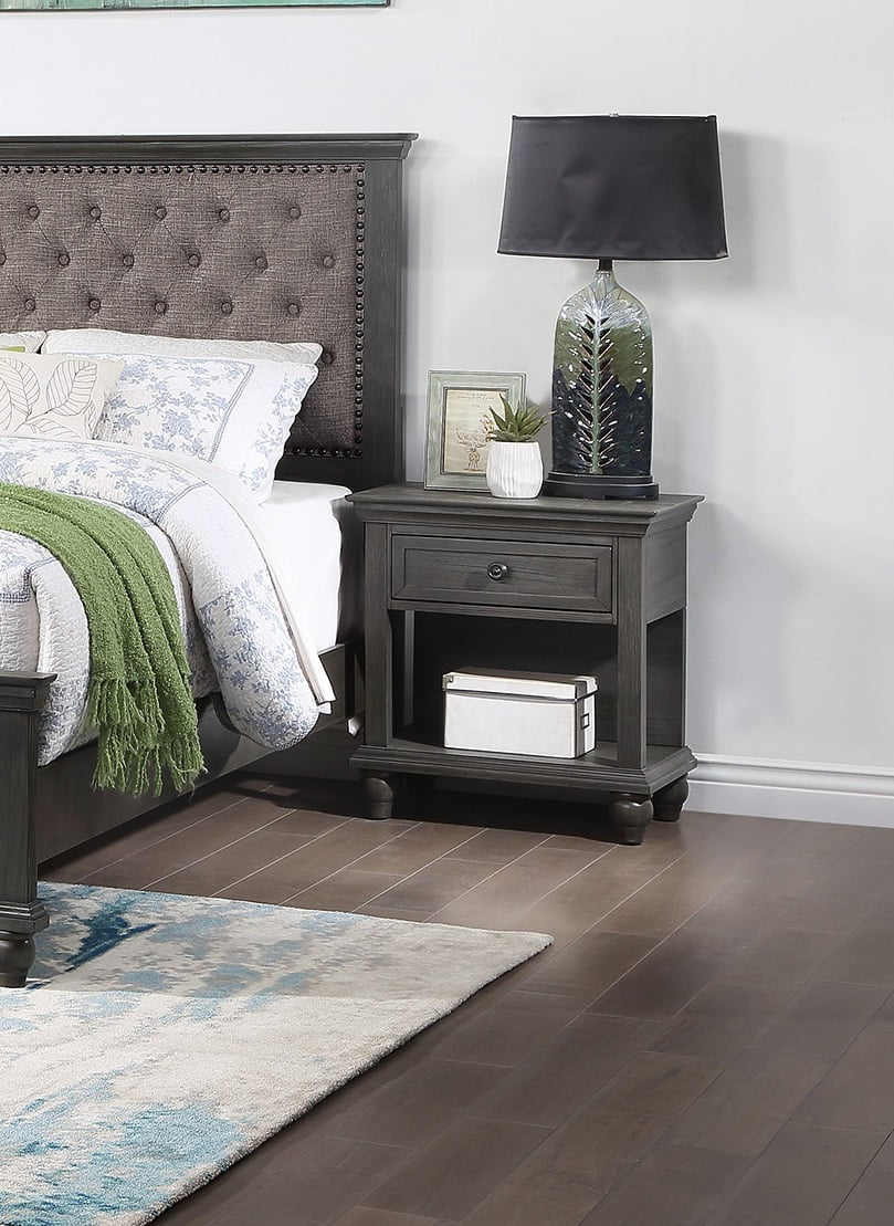 Gray 4pc Eastern King Size Bedroom Set with Dresser Mirror Nightstand K68067