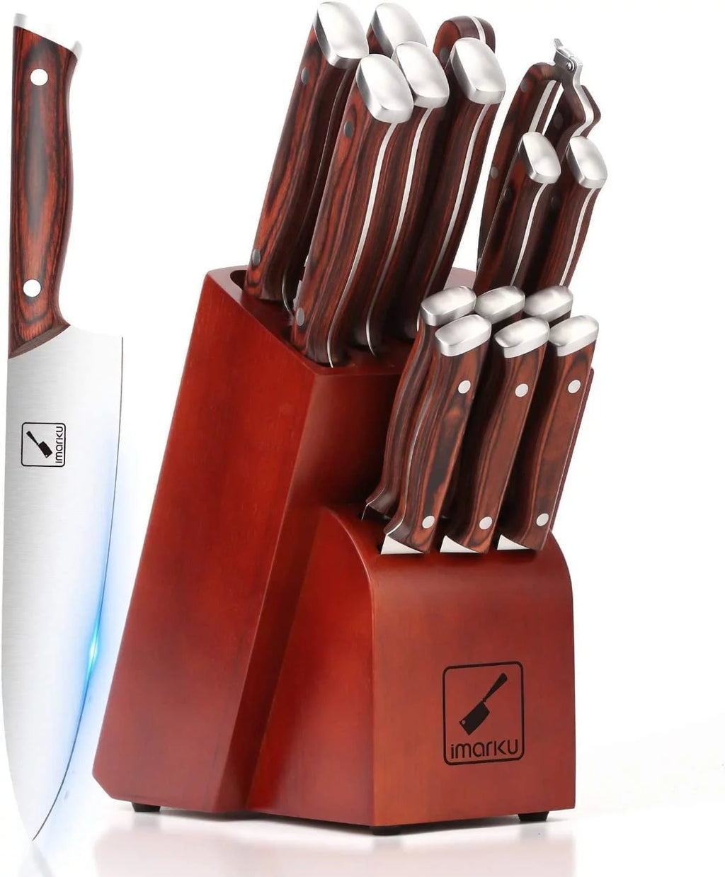 16-Piece Japanese Kitchen Knife Set with Block O830894