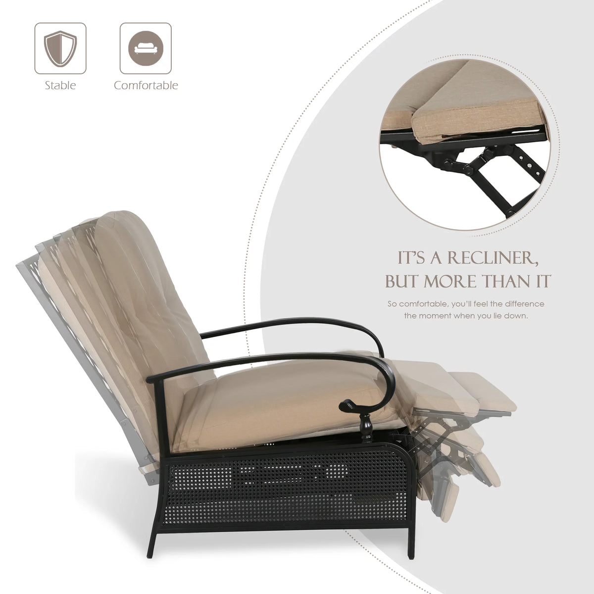 3 Pieces Metal Recliner Conversation Set C804