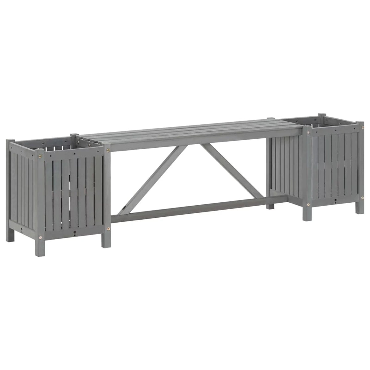 Acacia Wood Bench with 2 Planters Y85174