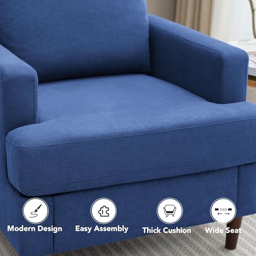 Mid-Century Linen Fabric Armchair with Wood Legs N2702