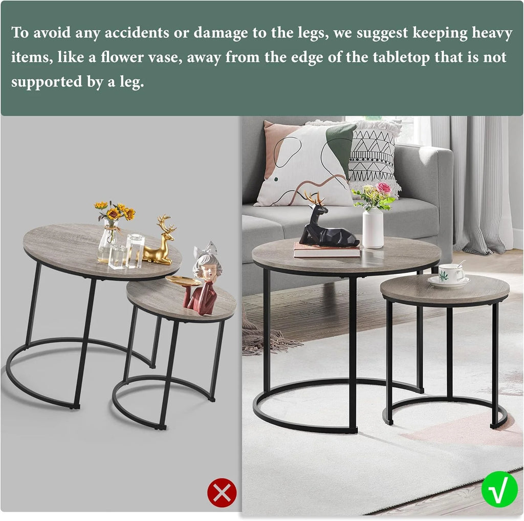 Set of 2 Round Wooden Metal Nesting Coffee Table Z650254
