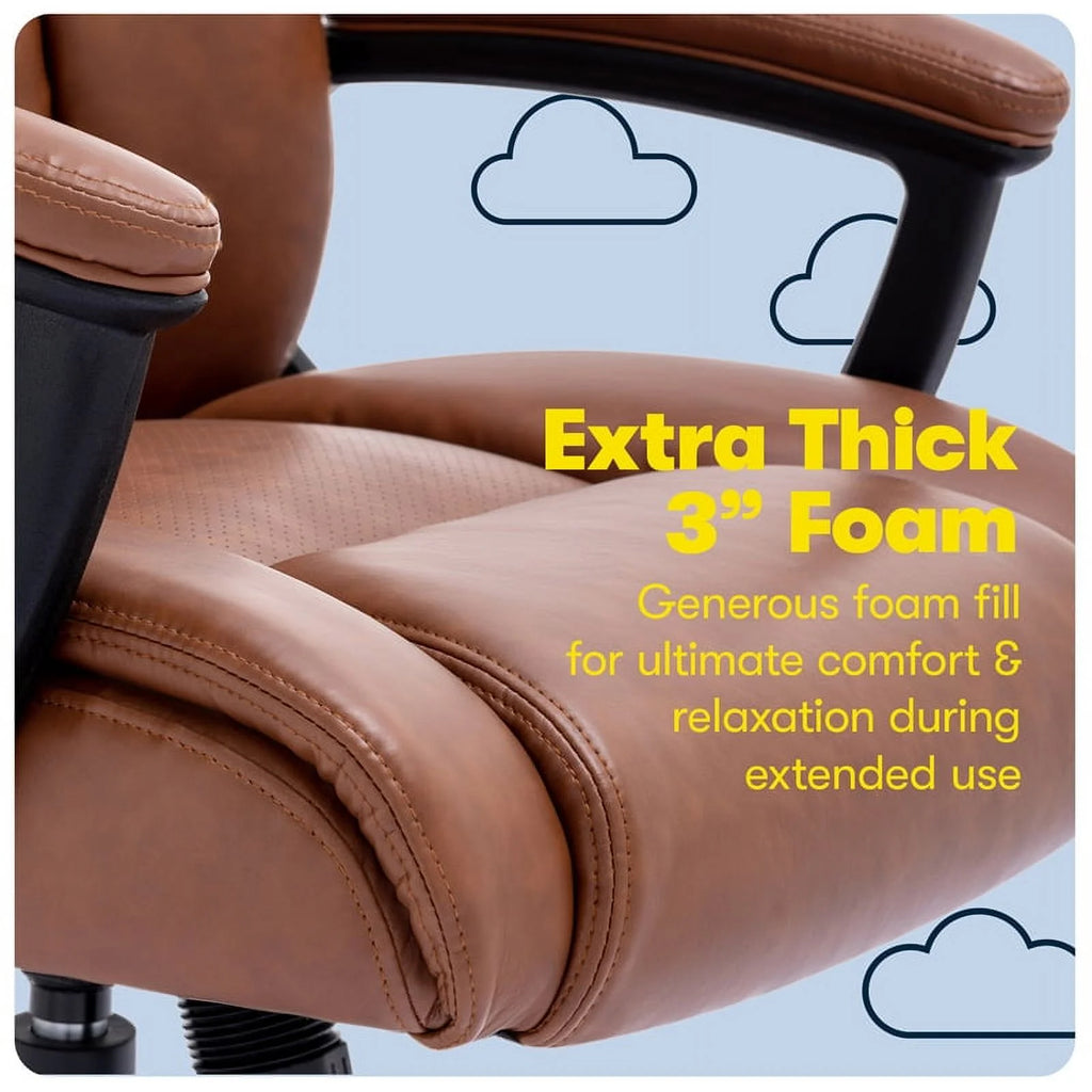 Executive Office Chair Cognac Bonded Leather A6569