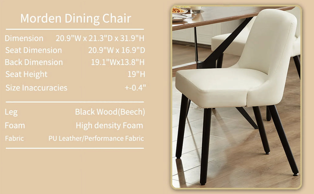 White Upholstered Dining Chair Set of 2 B1539