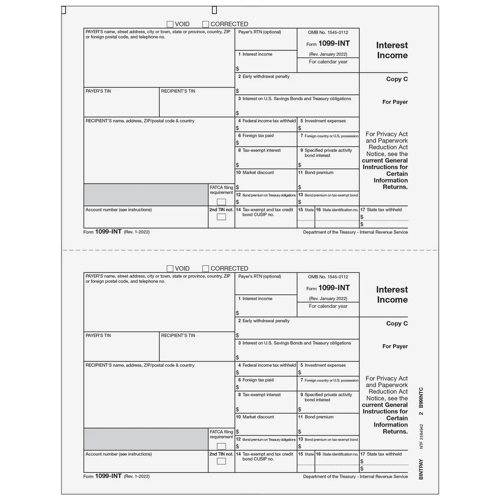 IRS Approved Tax Forms, 100/Pk K66862