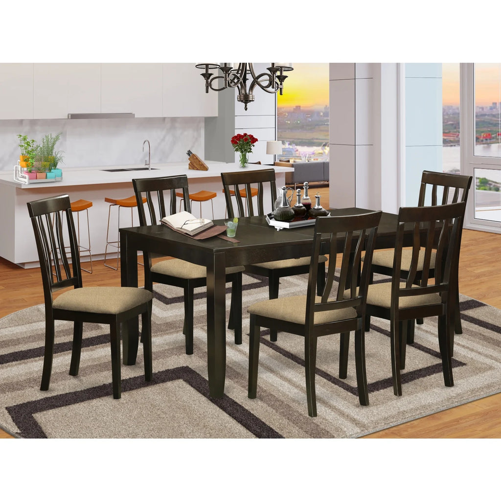 Cappuccino Dining Table Set with 6 Chairs W636