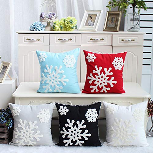 18x18 Soft Canvas Snowflake Embroidery Throw Pillow Covers with Invisible Zipper, 1 Pair, White N68235