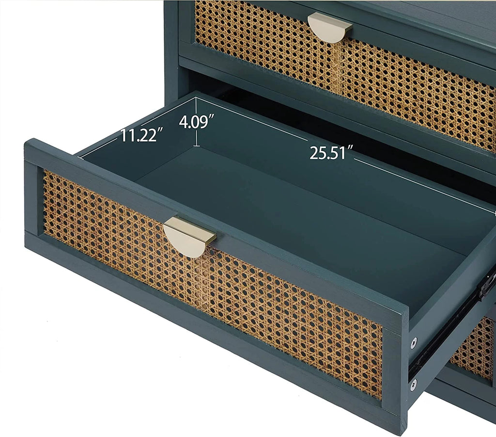 3 Drawer Rattan Dresser with Golden Metal Handles K614