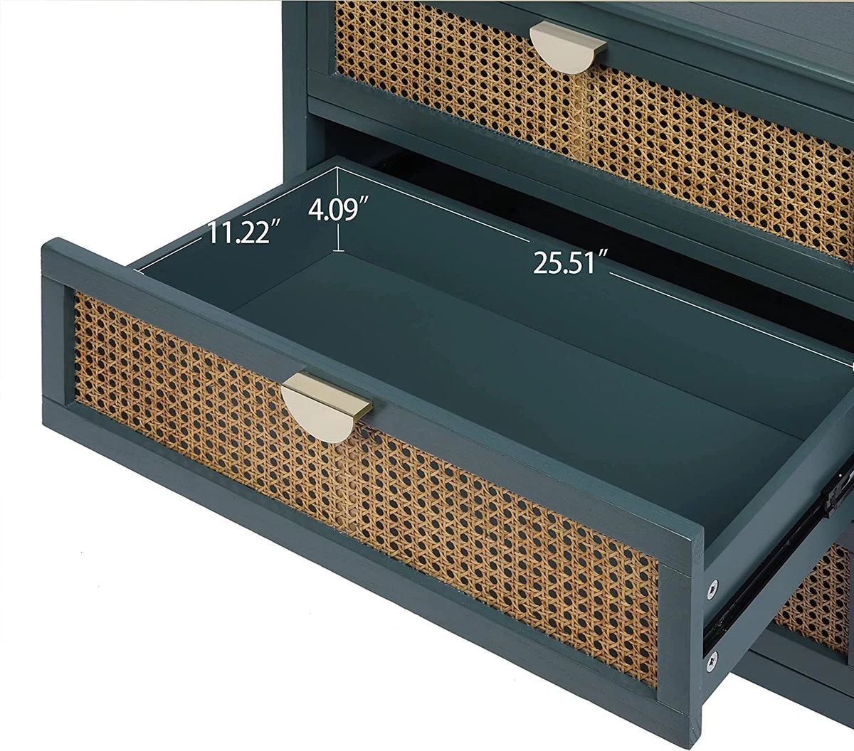 3 Drawer Rattan Dresser with Golden Metal Handles K614