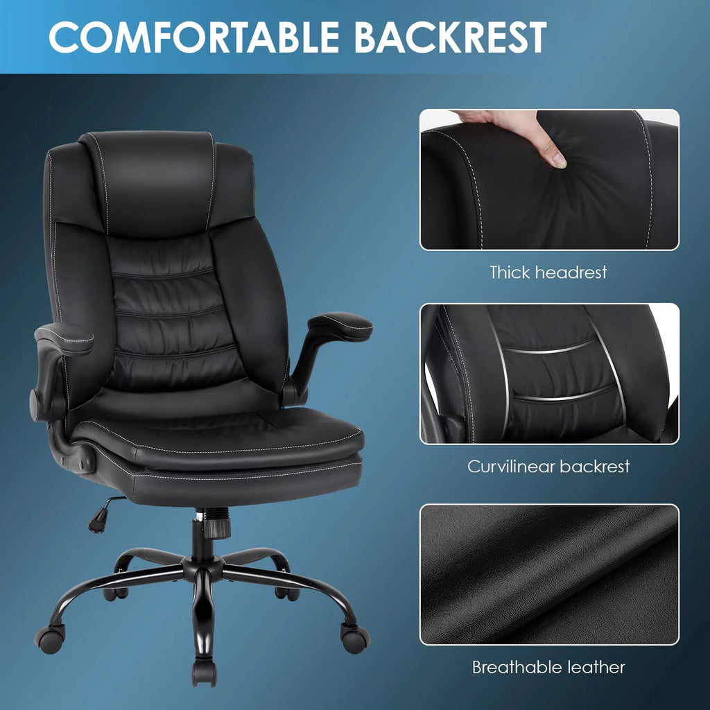 Black Ergonomic High Back PU Leather Office Chair with Lumbar Support V500105