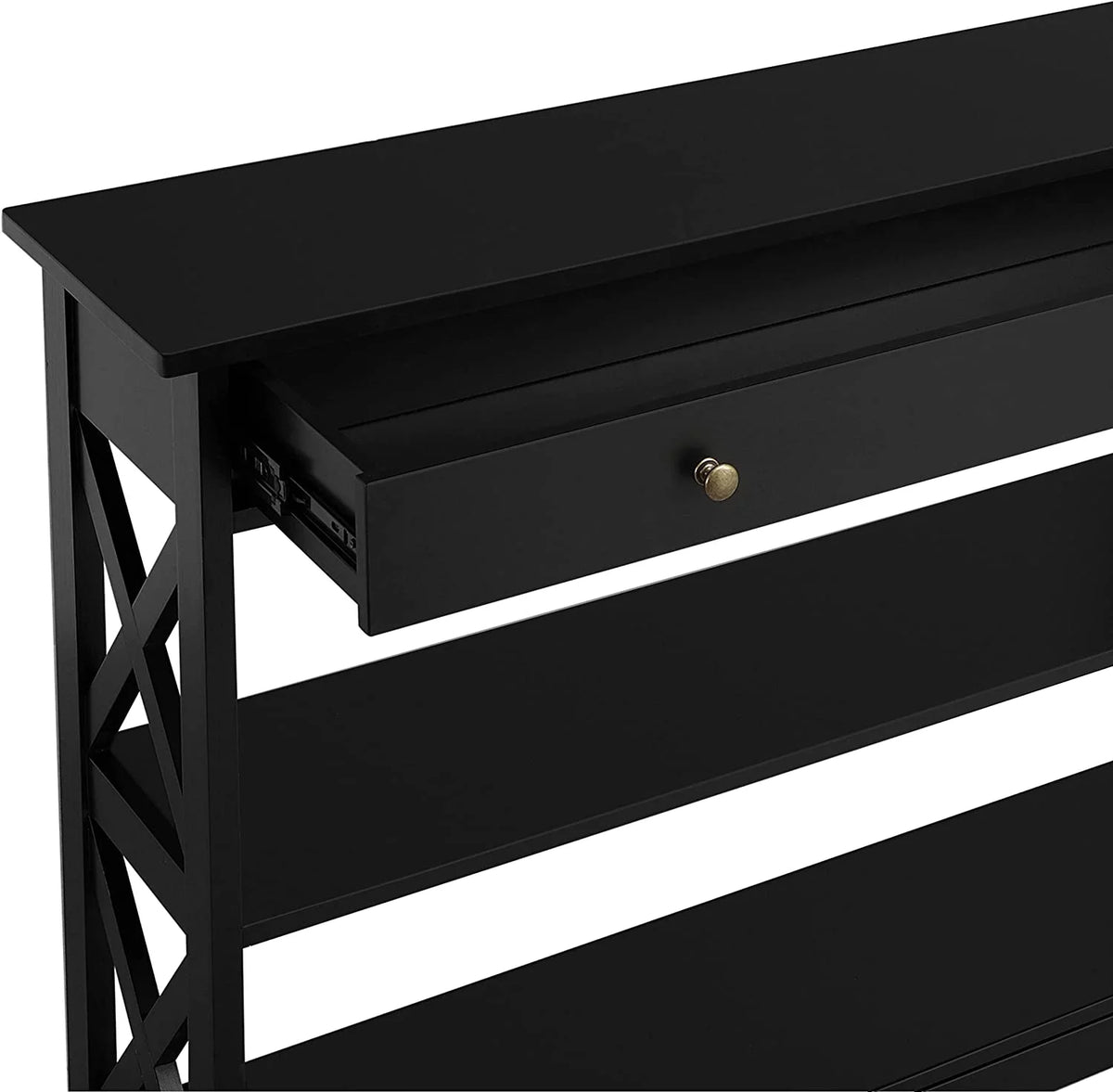 Console Sofa Table with Drawer and 3 Tier Storage Shelves M6430