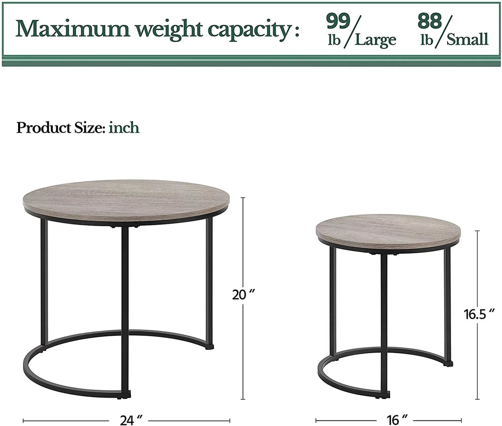 Set of 2 Round Wooden Metal Nesting Coffee Table Z650254