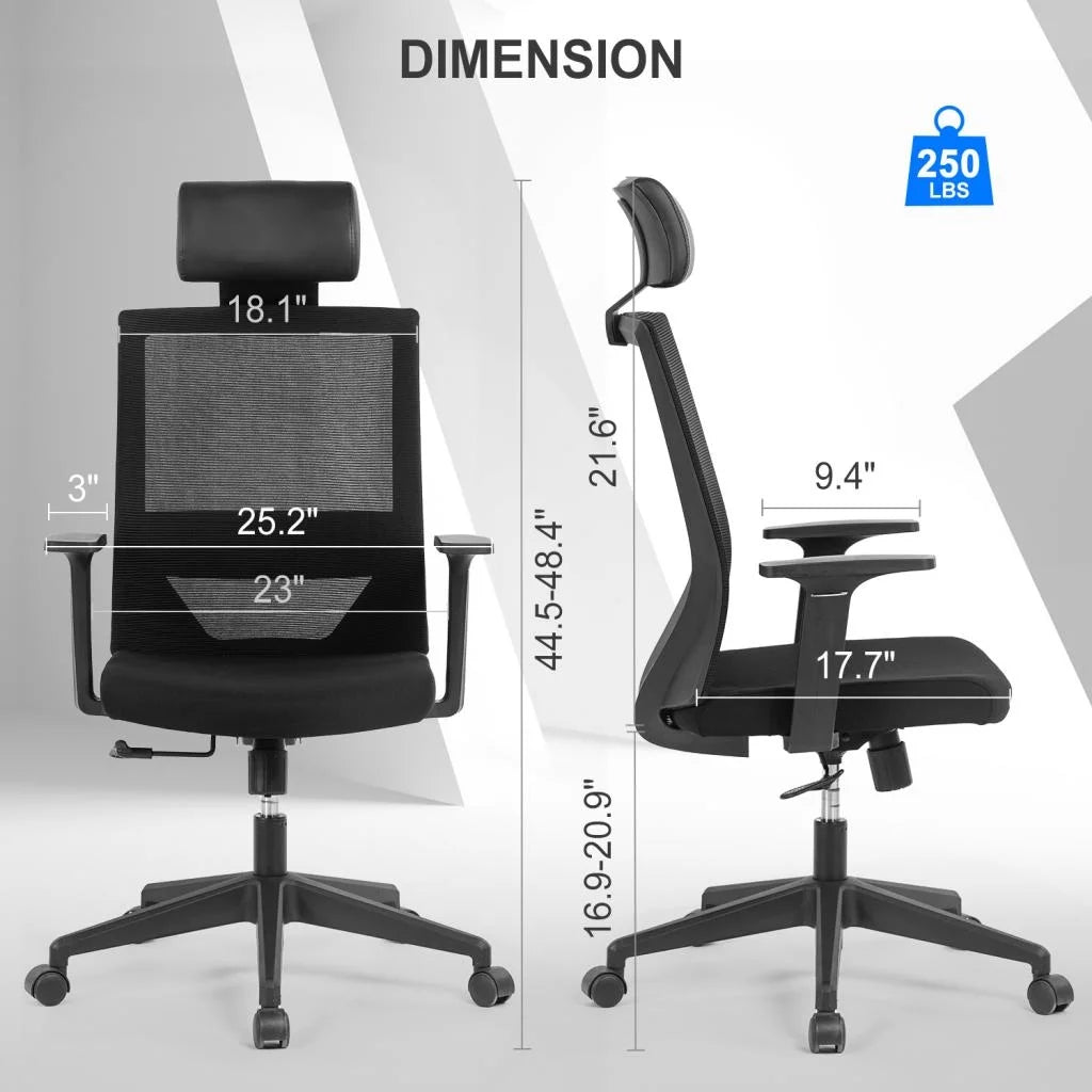 Ergonomic High Back Office Chair with Adjustable Lumbar Support R374512