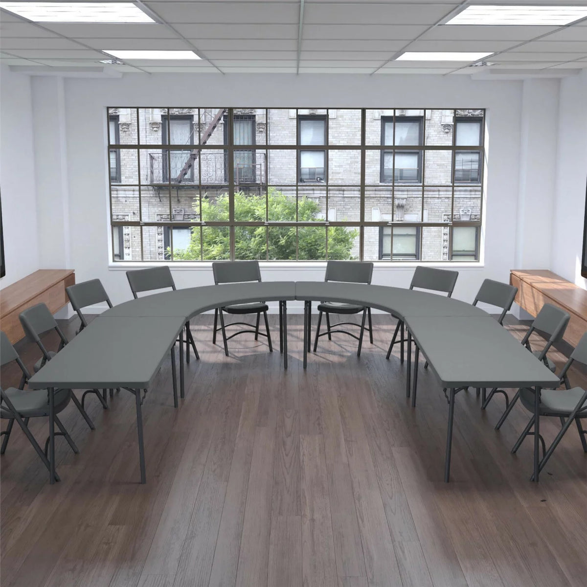Folding Chair, Gray - Pack of 4 F301