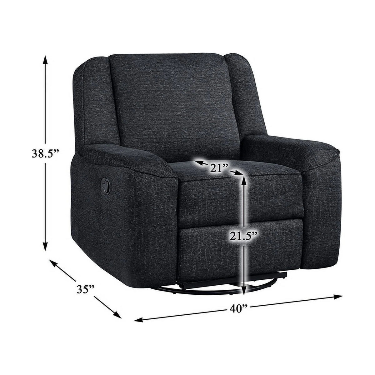 Ebony Chenille Upholstered Swivel Reclining Chair C997245