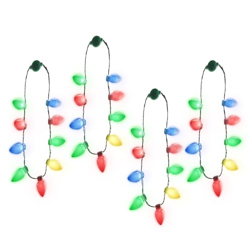 4 Pack LED Light Up Christmas Bulb Necklace I7779