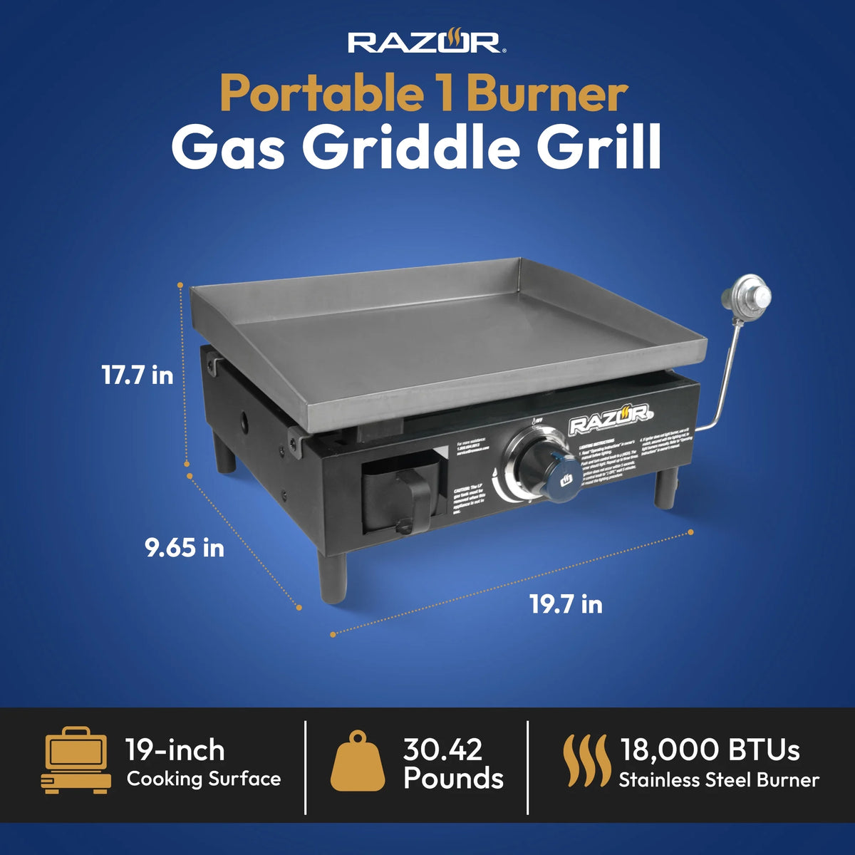 19" Portable 1 Burner LP Propane Gas Grill M908