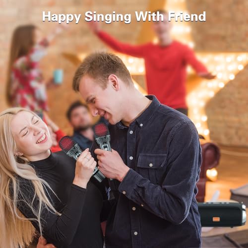 Portable Bluetooth Karaoke Machine with 2 Wireless Microphones M587