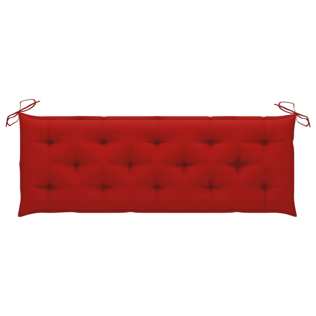 Acacia Wood Garden Bench with Red Seat Cushion G90063