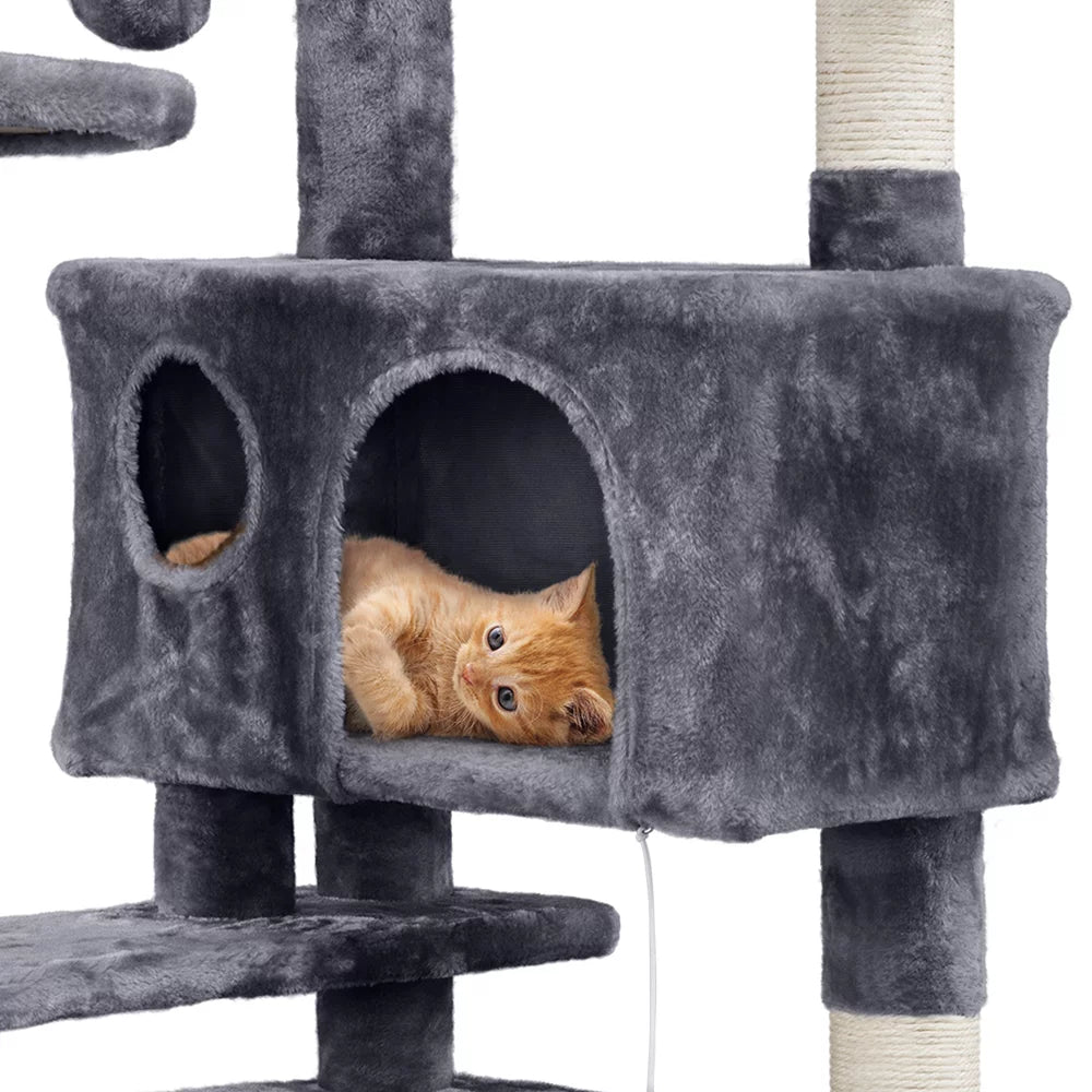 Dark Gray Cat Tree Condo with Scratching Post Tower M8915