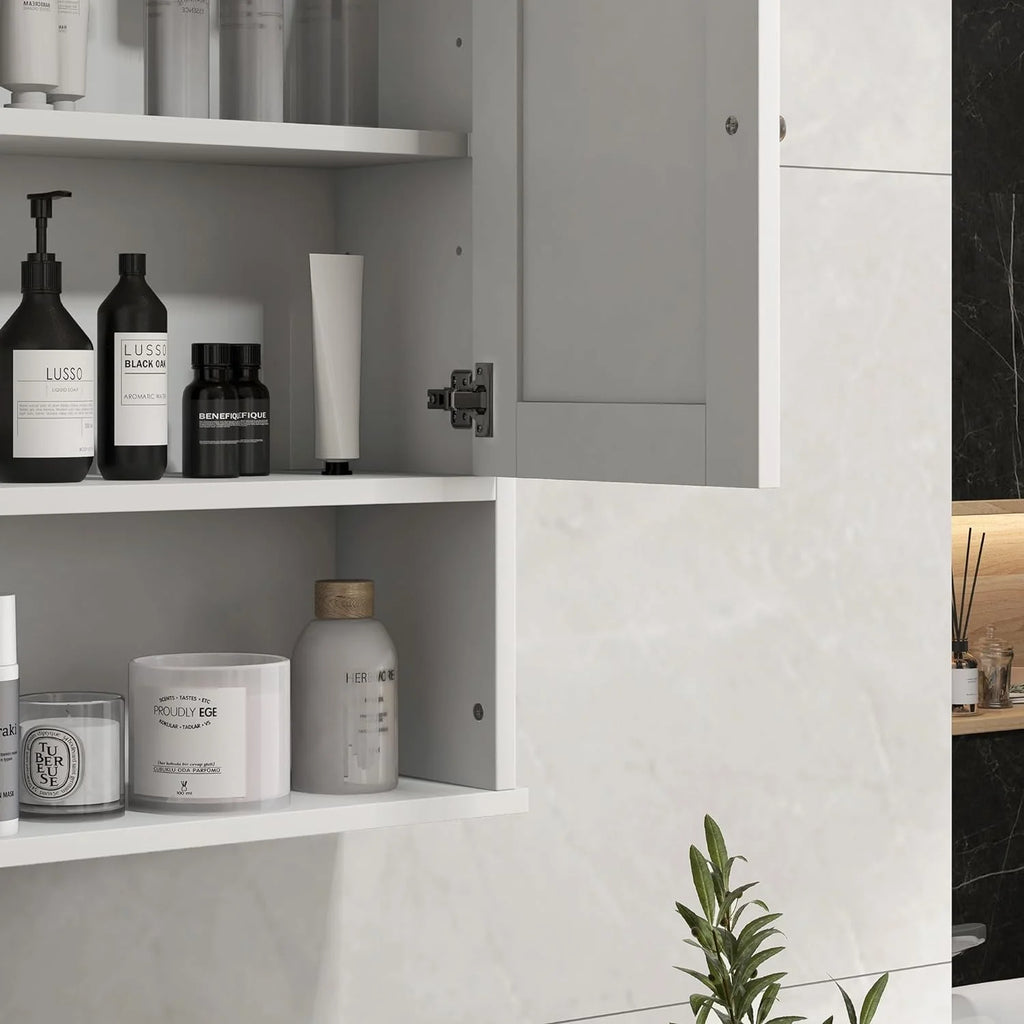 White Wall Mounted Bathroom Cabinet with Adjustable Shelf Q68006