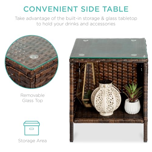 3-Piece Outdoor Wicker Bistro Set with Side Table K1912