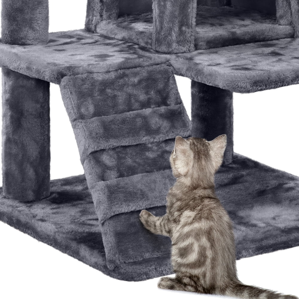 Dark Gray Cat Tree Condo with Scratching Post Tower M8915