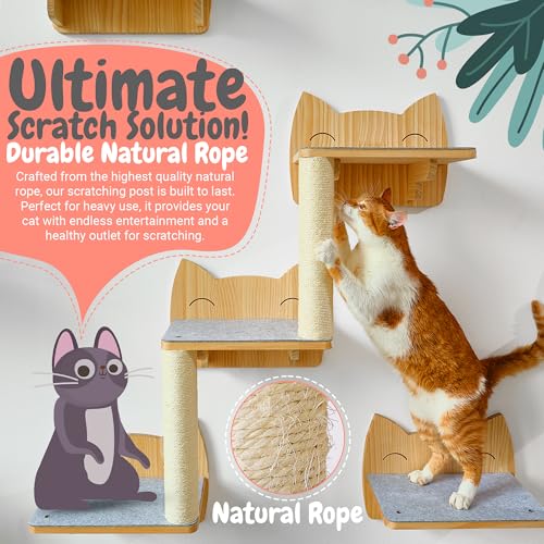 9-Piece Wooden Wall-Mounted Cat Furniture Set U466