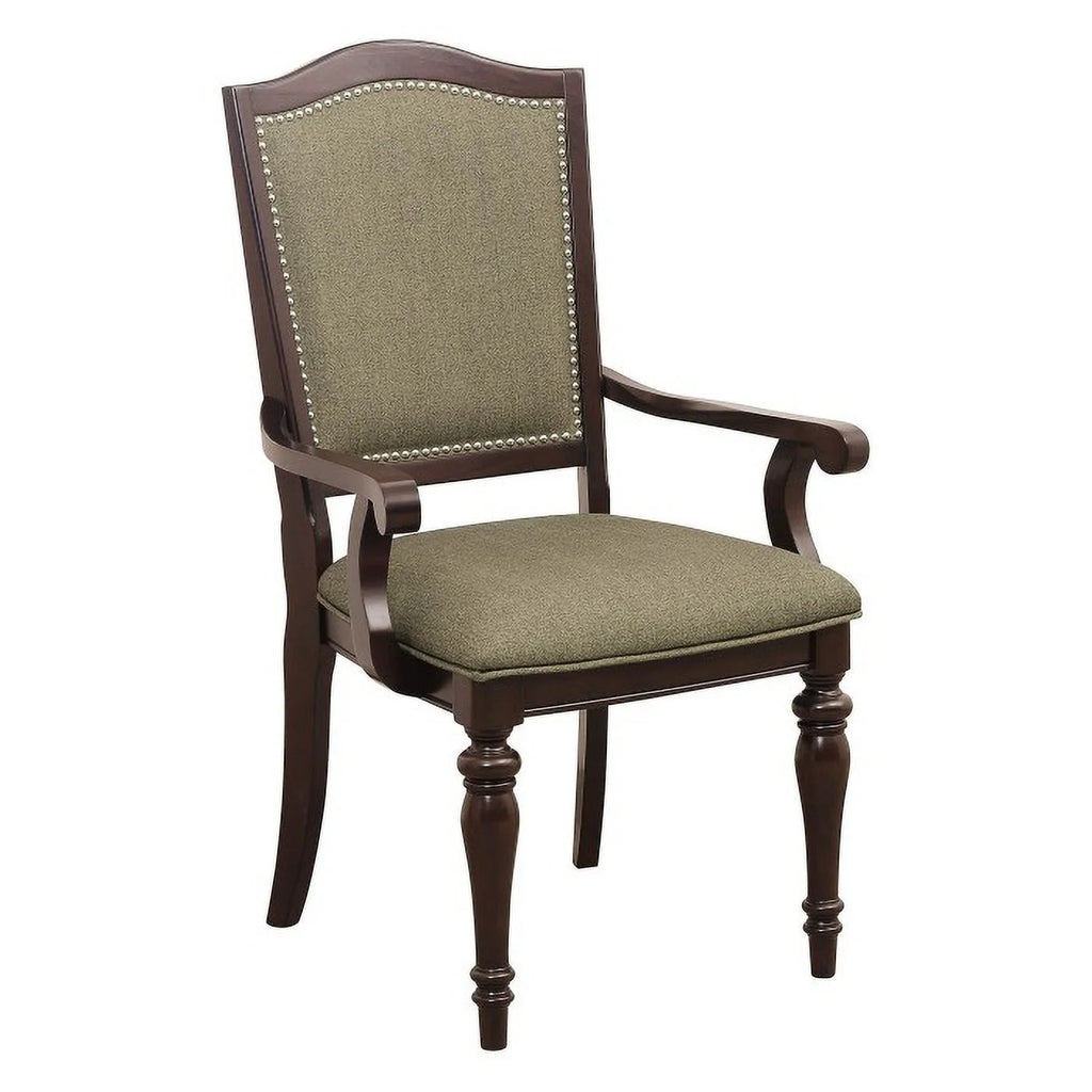 Beige Brown Wooden Counter Height Arm Chair Set of 2 F3470