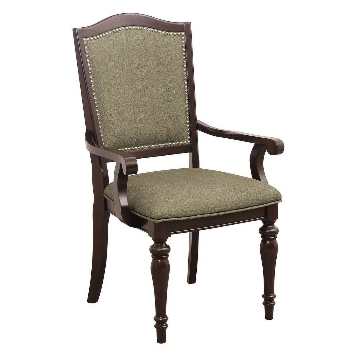 Beige Brown Wooden Counter Height Arm Chair Set of 2 F3470