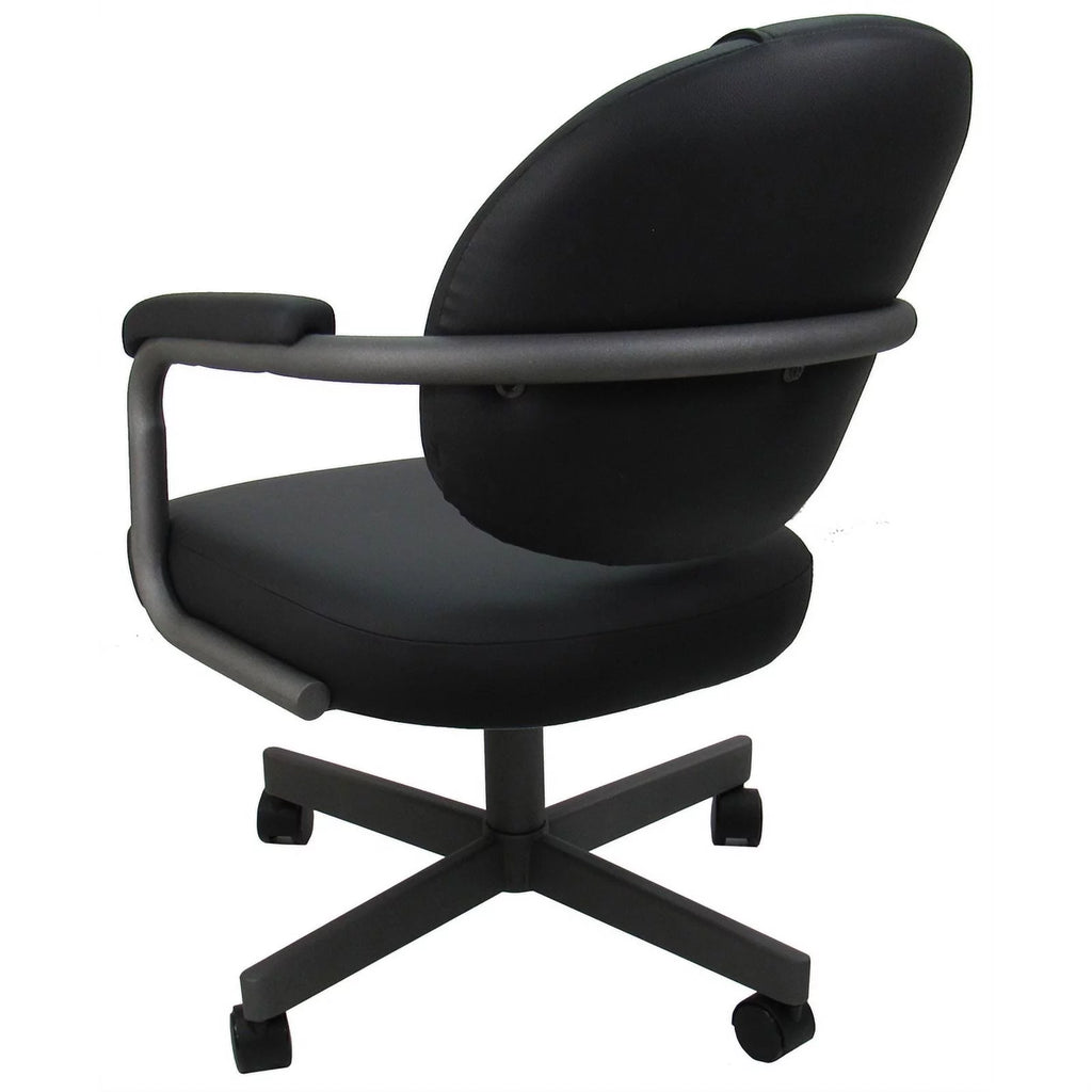 Black Vinyl Swivel Metal Dining Caster Chair Y544