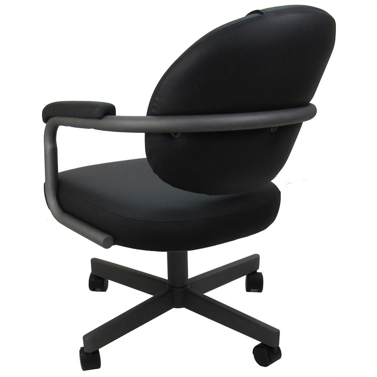 Black Vinyl Swivel Metal Dining Caster Chair Y544