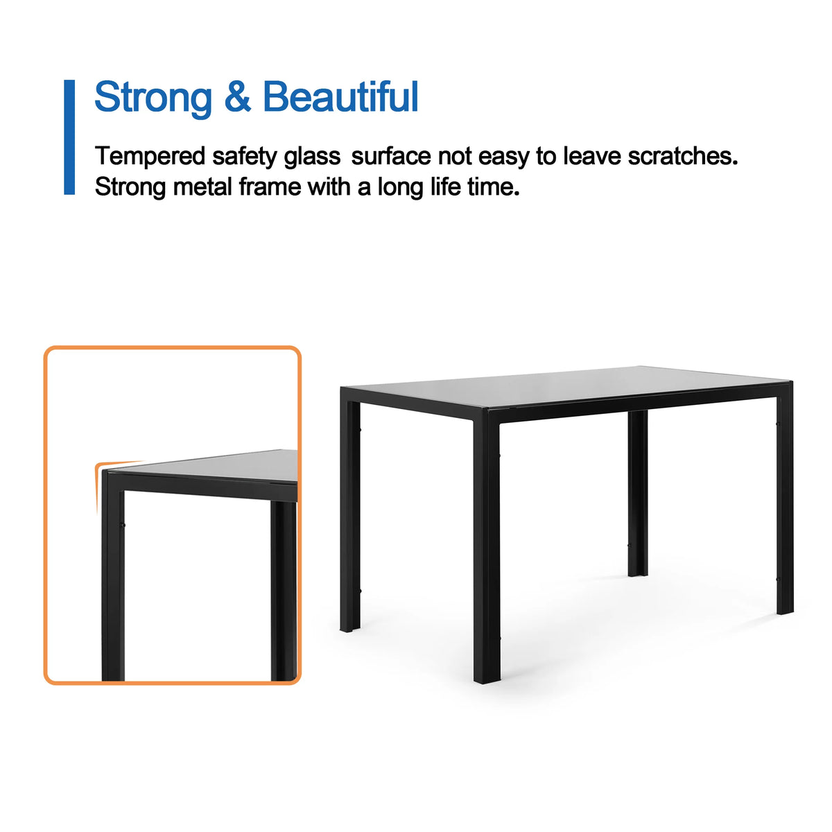 5 Pieces Tempered Glass Dining Table Set with 4 Faux Leather Chairs M53094