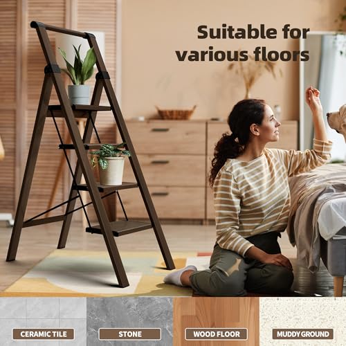 3 Step Foldable Aluminum Step Ladder with Handgrip Q81180