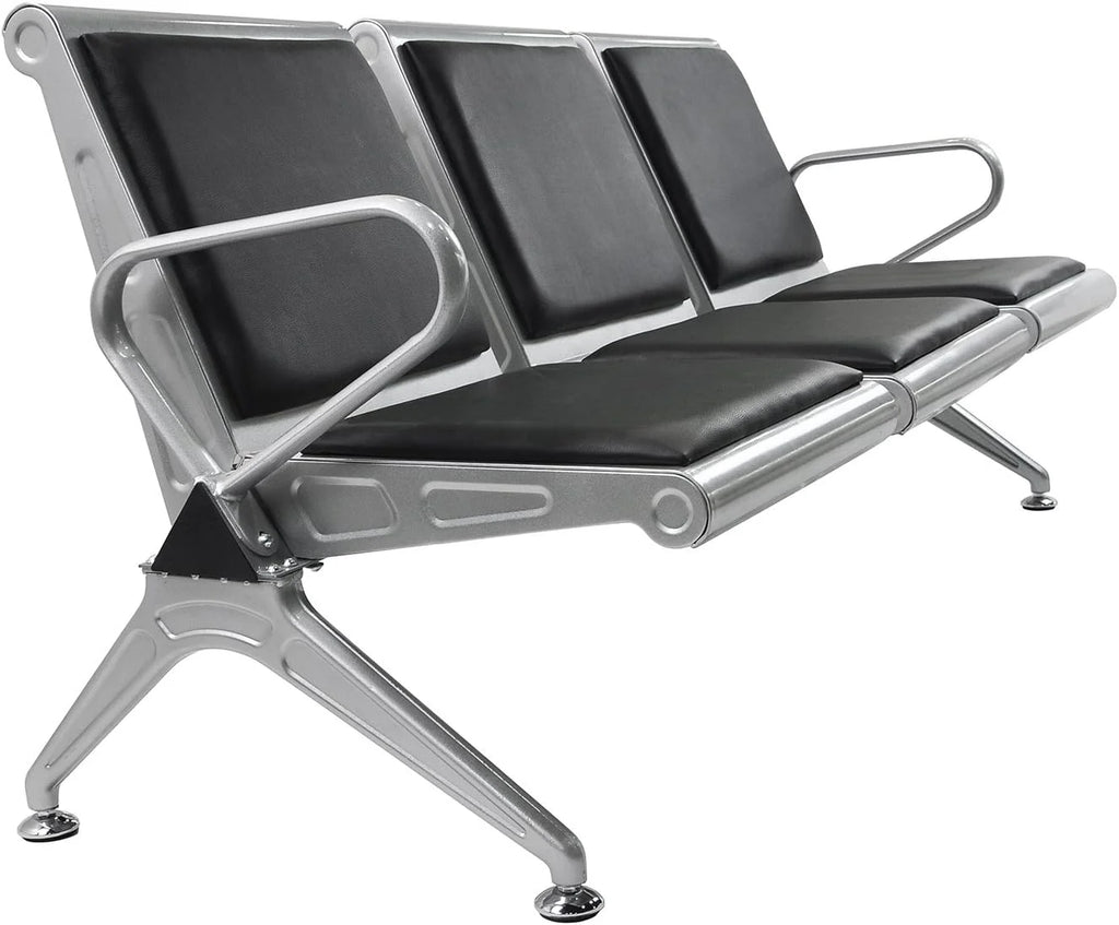 3-Seat Waiting Room Bench with Black PVC Cushion X99624