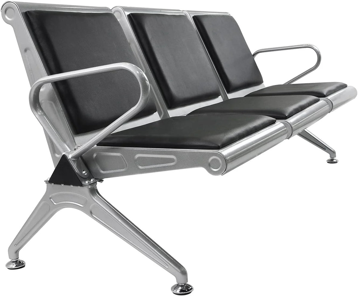 3-Seat Waiting Room Bench with Black PVC Cushion X99624