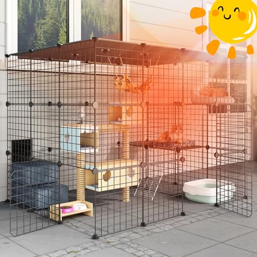 Outdoor Cat Cages Enclosure with Enter Door, 55.1Lx41.3Wx41.3H Cat House Playpen H209270