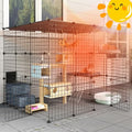 Outdoor Cat Cages Enclosure with Enter Door, 55.1Lx41.3Wx41.3H Cat House Playpen H209270