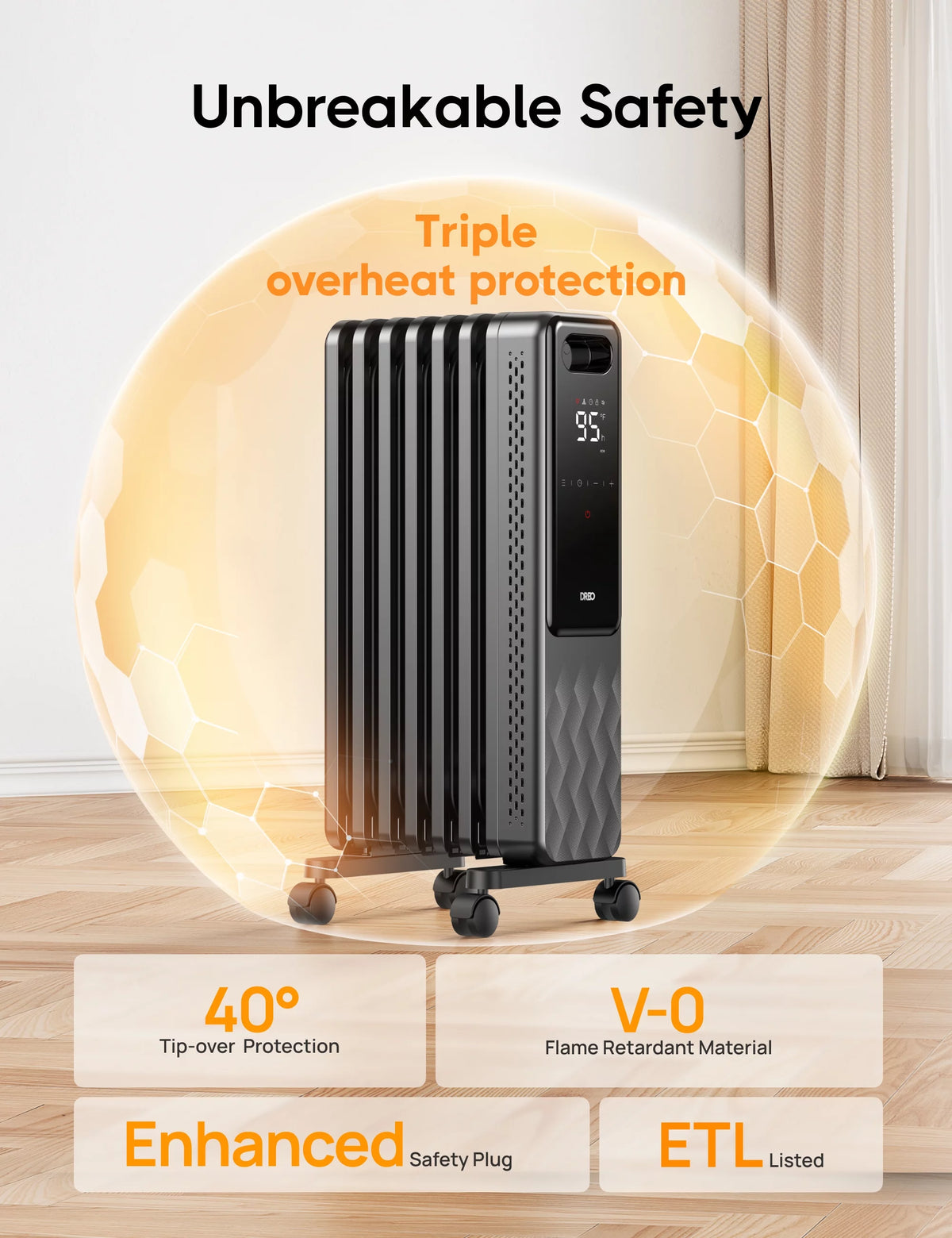1500W Oil Filled Radiator Heater with Remote L6823