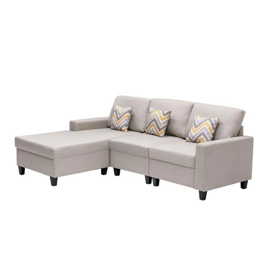 Beige Fabric Reversible Sectional Sofa Chaise N115