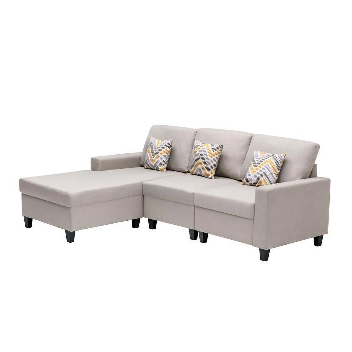 Beige Fabric Reversible Sectional Sofa Chaise N115