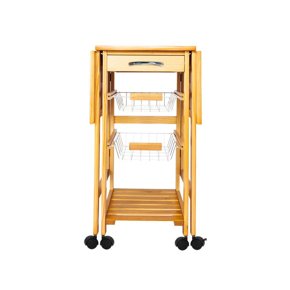 Portable Rolling Drop Leaf Kitchen Storage Trolley Cart R711