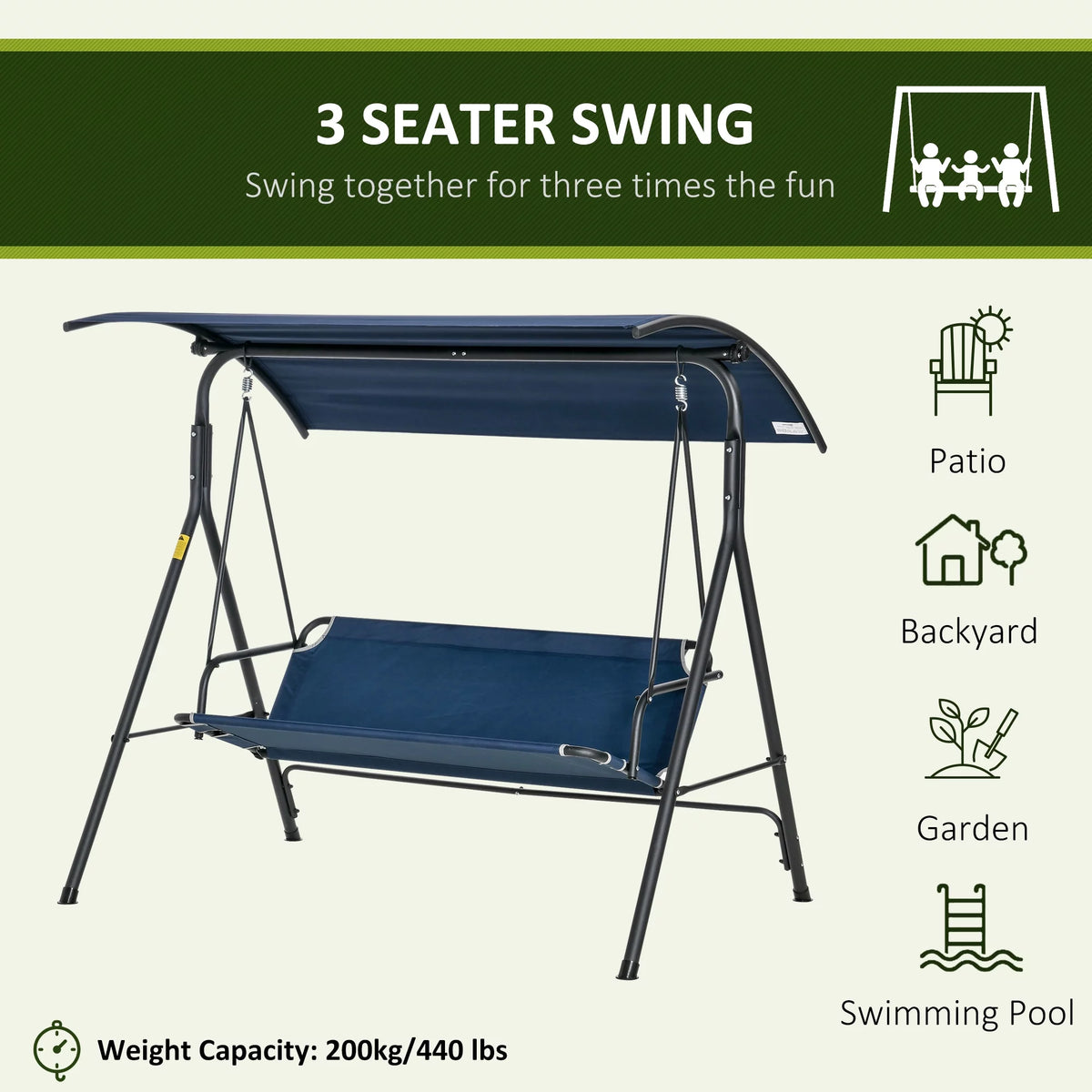 Dark Blue Steel Porch Swing S919